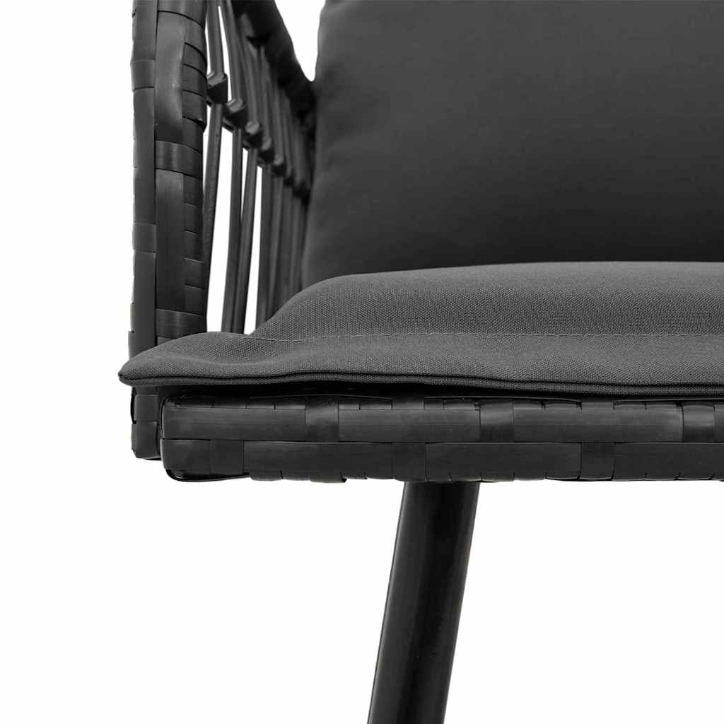 2-teiliges Garten-Sofa-Set mit Kissen aus schwarzem Poly-Rattan